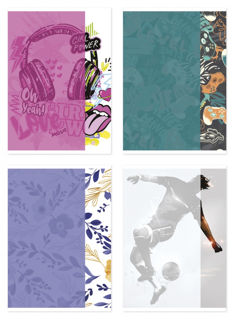 Zeszyt szkolny GIMBOO, A5, w kratkę, 60 kart., 70gsm, mix wzor&oacute;w, Zeszyty, Artykuły szkolne