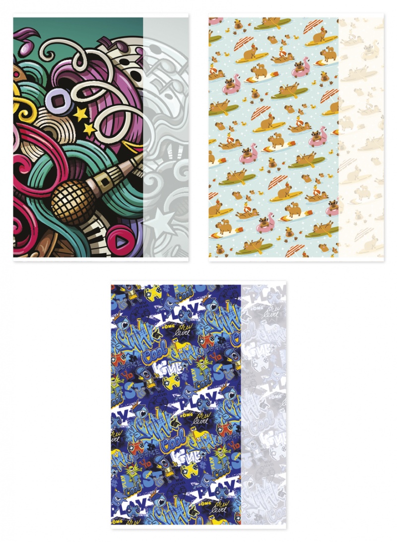 Zeszyt szkolny GIMBOO, A4, w kratkę, 32 kart., 70gsm, mix wzor&oacute;w, Zeszyty, Artykuły szkolne