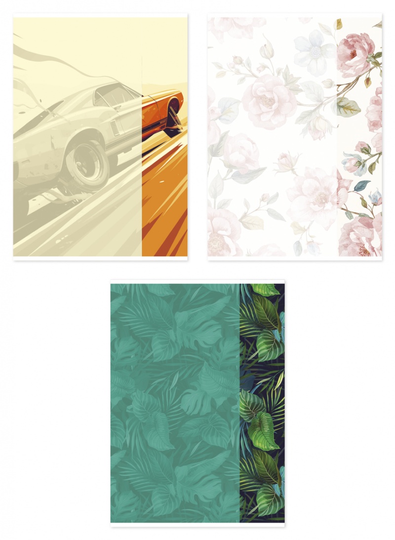 Zeszyt szkolny GIMBOO, A4, w linie, 60 kart., 70gsm, mix wzor&oacute;w, Zeszyty, Artykuły szkolne