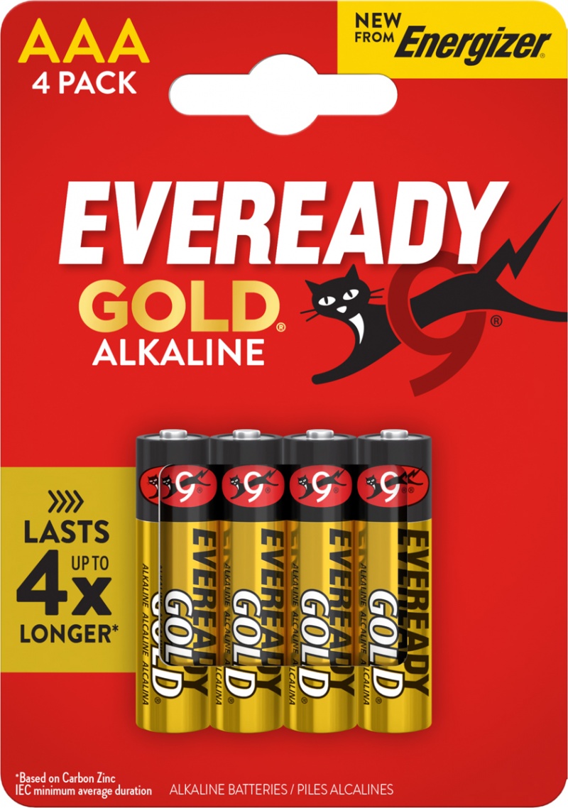 Bateria EVEREADY GOLD from ENERGIZER, AAA, LR03, 1,5V, CP4 EU, 4 szt., Baterie, Urządzenia i maszyny biurowe
