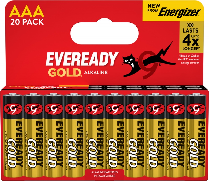Bateria EVEREADY GOLD from ENERGIZER, AAA, LR03, 1,5V, DHP20 EU, 20 szt., Baterie, Urządzenia i maszyny biurowe