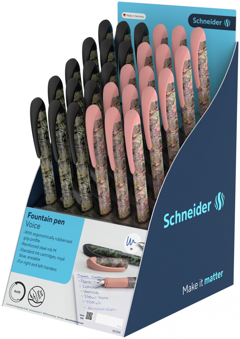 Display pi&oacute;r wiecznych SCHNEIDER Voice, M, 30 szt., mix kolor&oacute;w, Pi&oacute;ra, Artykuły do pisania i korygowania