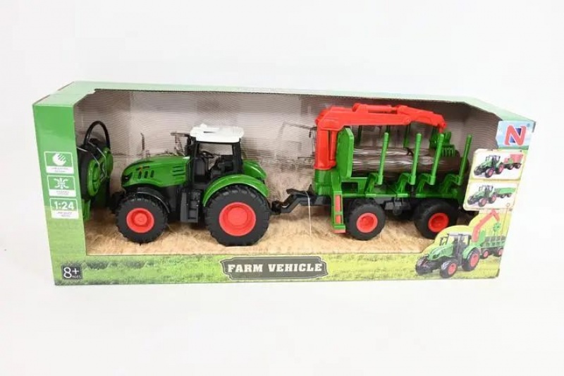 Traktor R/C z przyczepą 1:24 42x11x12cm, Pojazdy, Zabawki