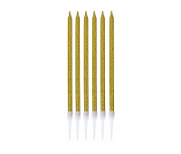 Świeczki na tort PARTY GO, 16,5cm, 6 szt., złote, Okolicznościowe, Gadżety