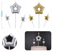 Świeczki na tort PARTY GO, gwiazdki, 13cm, 3 szt., mix kolor&oacute;w, Okolicznościowe, Gadżety