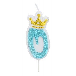 Świeczka PARTY GO, cyfra 0, 6,8cm, niebieska, Okolicznościowe, Gadżety