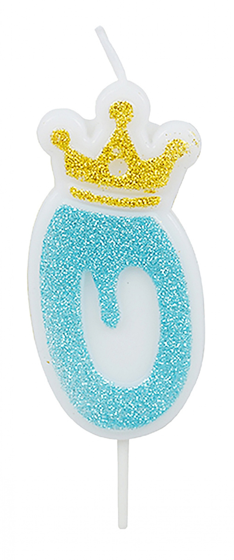 Świeczka PARTY GO, cyfra 0, 6,8cm, niebieska, Okolicznościowe, Gadżety