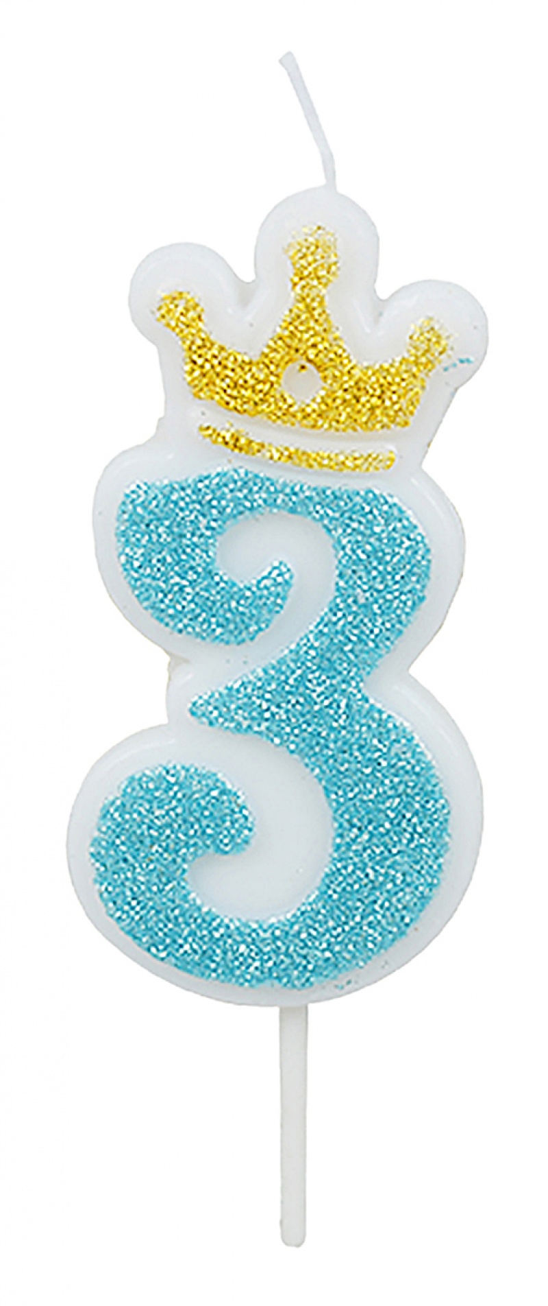Świeczka PARTY GO, cyfra 3, 6,8cm, niebieska, Okolicznościowe, Gadżety