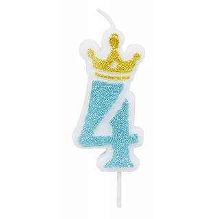 Świeczka PARTY GO, cyfra 4, 6,8cm, niebieska, Okolicznościowe, Gadżety
