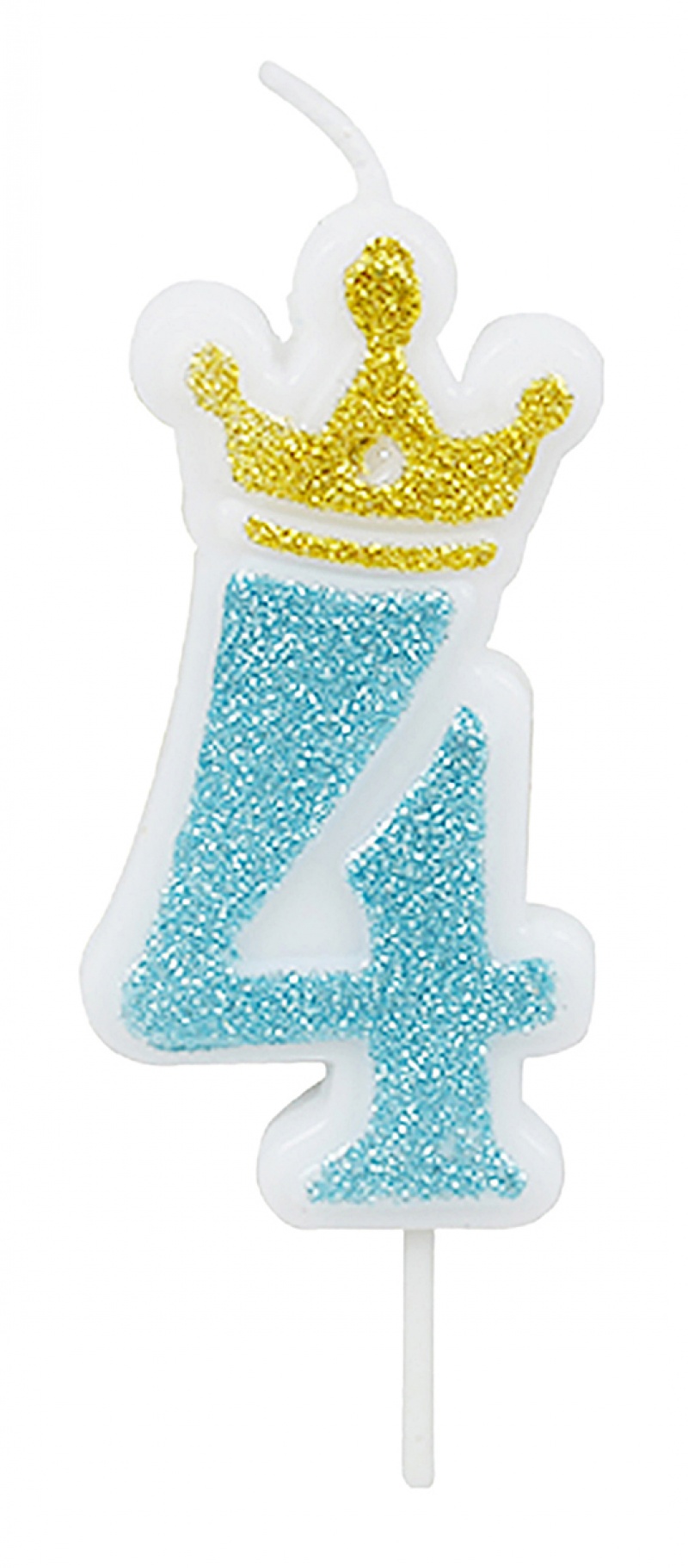 Świeczka PARTY GO, cyfra 4, 6,8cm, niebieska, Okolicznościowe, Gadżety