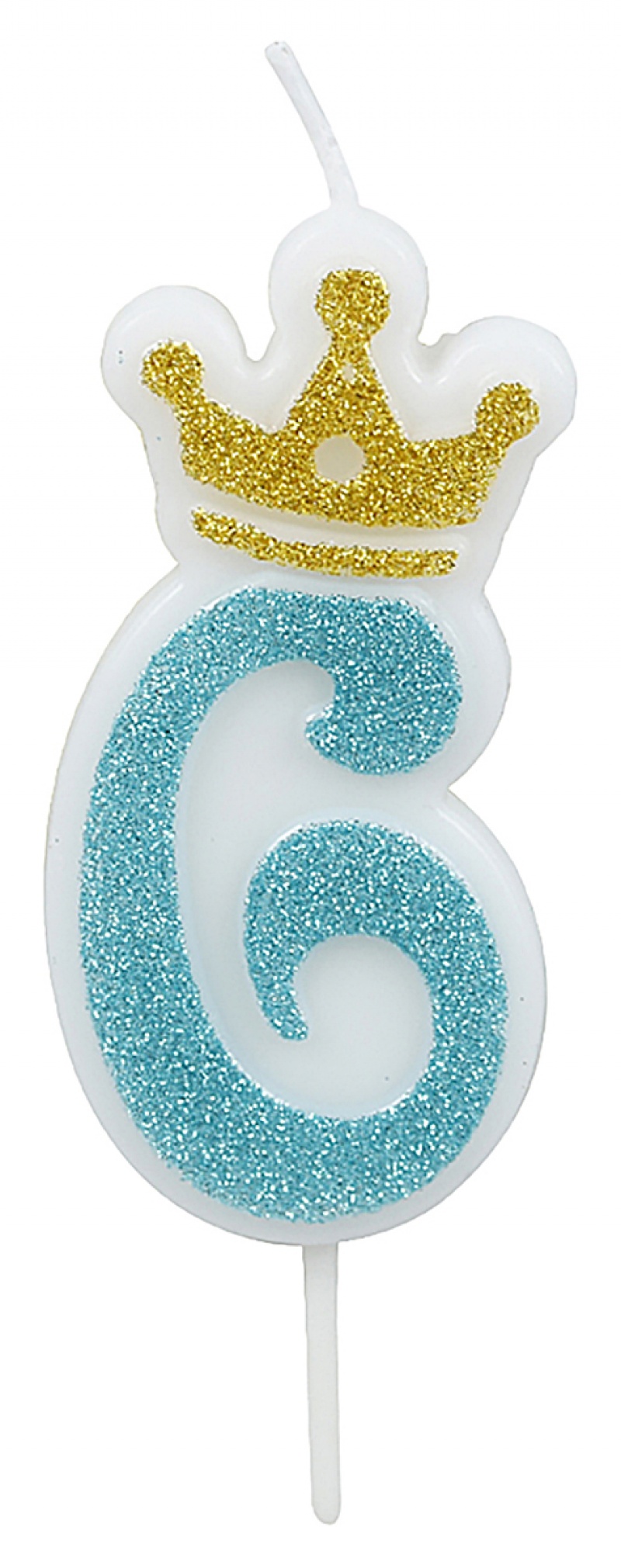 Świeczka PARTY GO, cyfra 6, 6,8cm, niebieska, Okolicznościowe, Gadżety