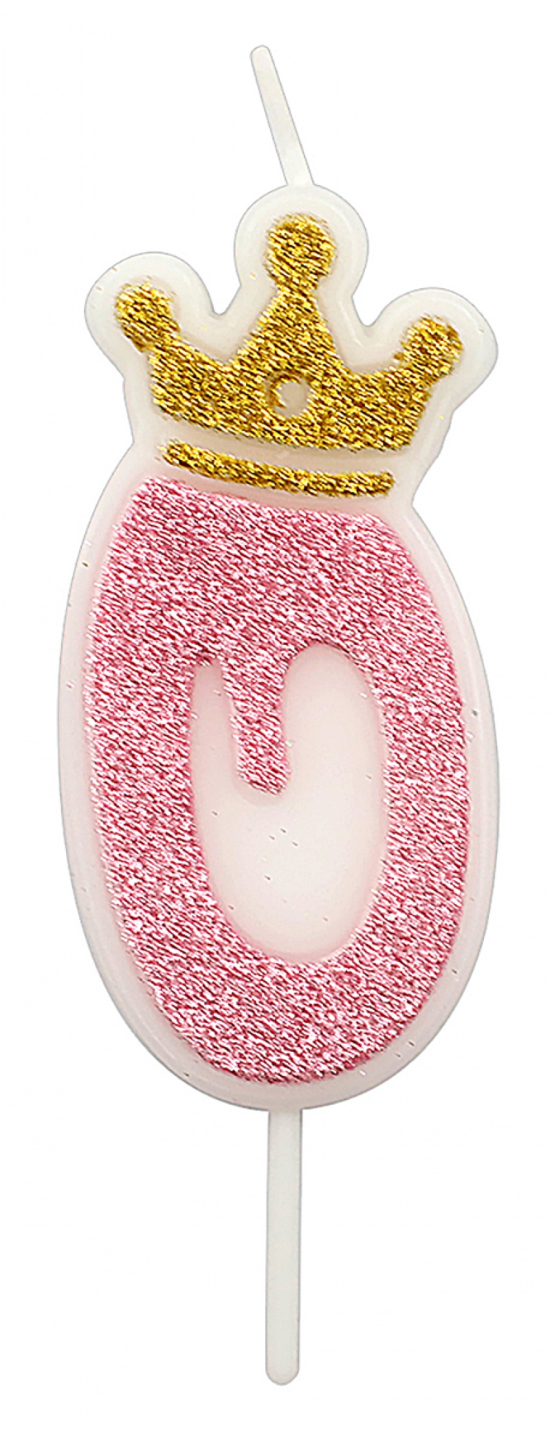 Świeczka PARTY GO, cyfra 0, 6,8cm, r&oacute;żowa, Okolicznościowe, Gadżety