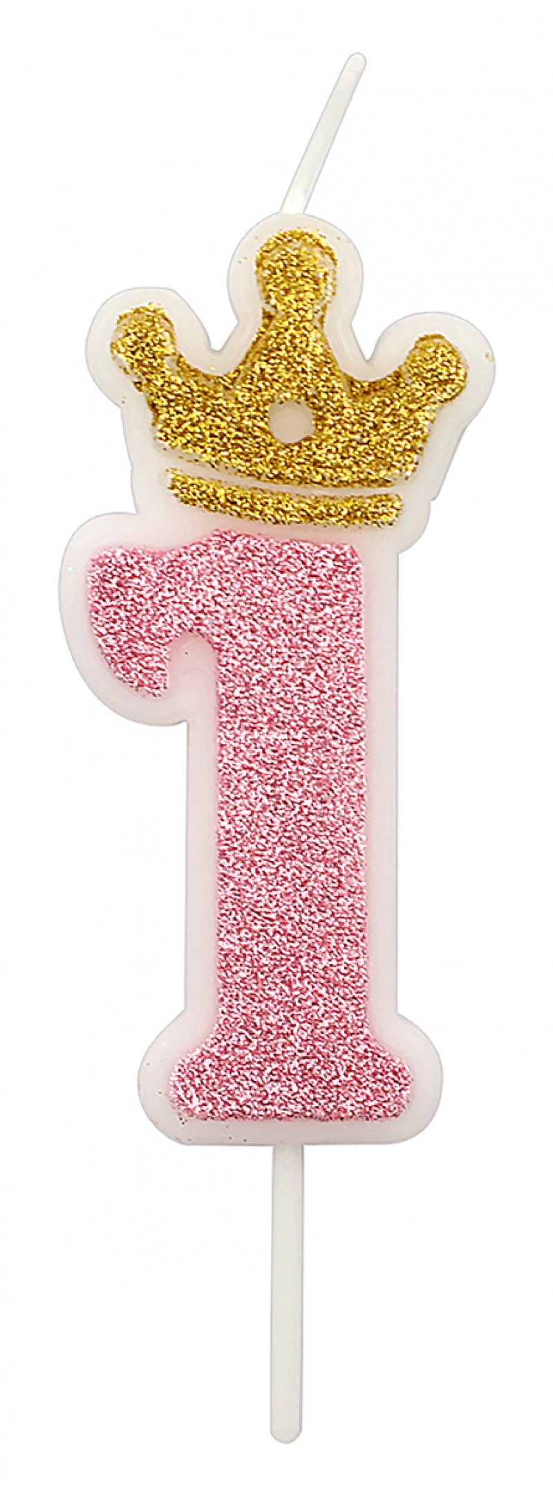 Świeczka PARTY GO, cyfra 1, 6,8cm, r&oacute;żowa, Okolicznościowe, Gadżety