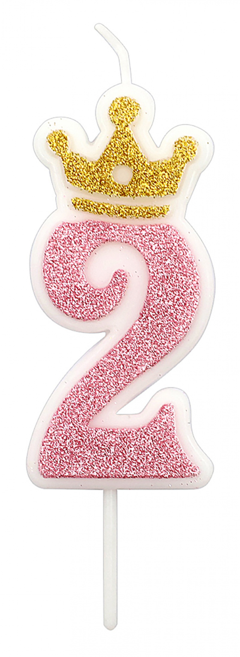 Świeczka PARTY GO, cyfra 2, 6,8cm, r&oacute;żowa, Okolicznościowe, Gadżety