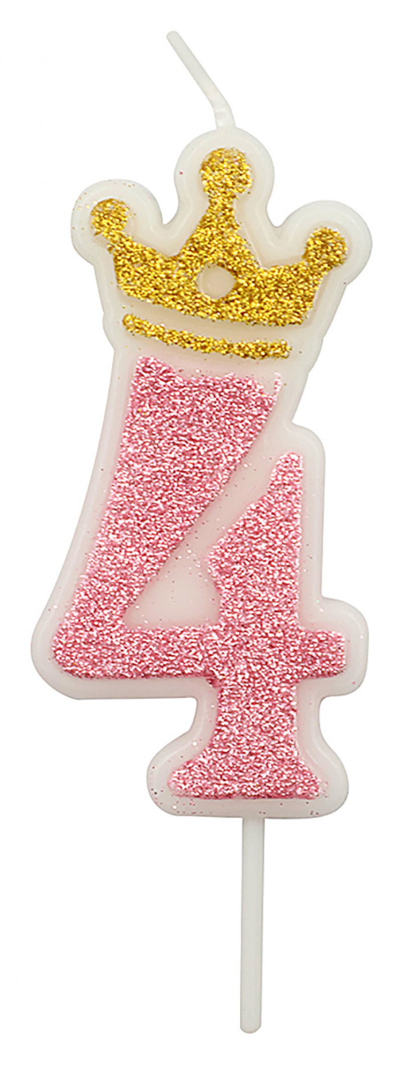 Świeczka PARTY GO, cyfra 4, 6,8cm, r&oacute;żowa, Okolicznościowe, Gadżety