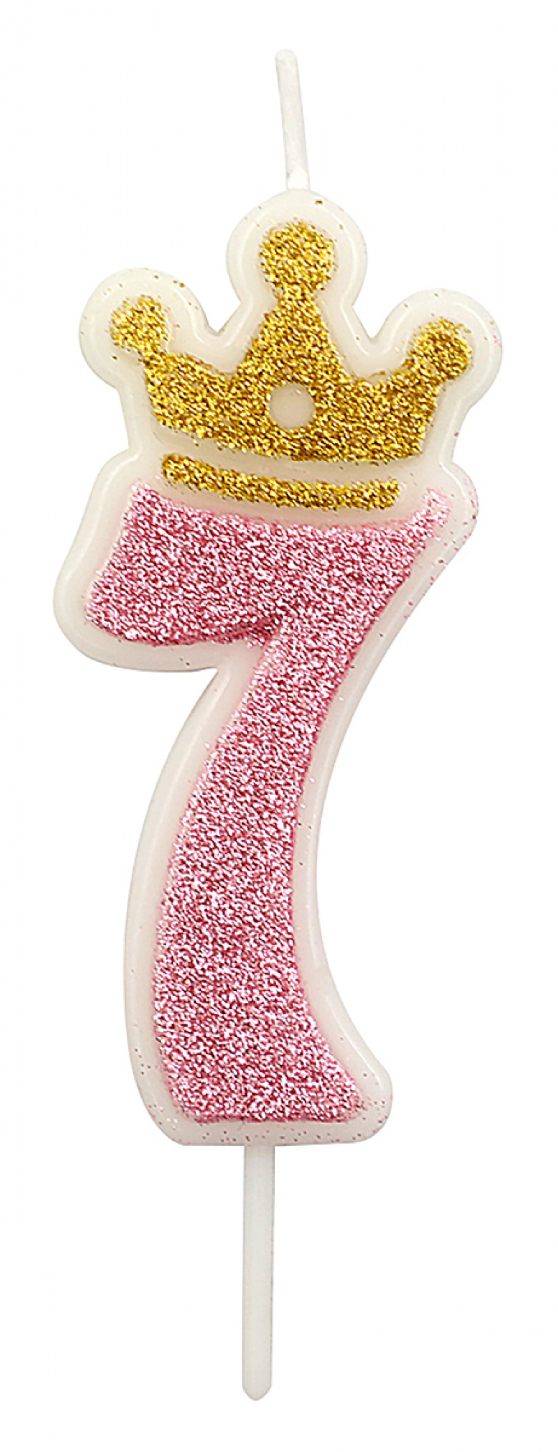 Świeczka PARTY GO, cyfra 7, 6,8cm, r&oacute;żowa, Okolicznościowe, Gadżety