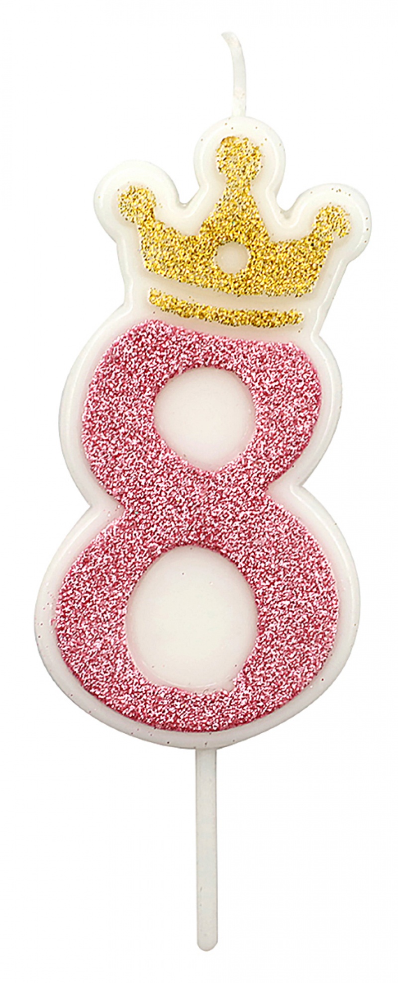 Świeczka PARTY GO, cyfra 8, 6,8cm, r&oacute;żowa, Okolicznościowe, Gadżety