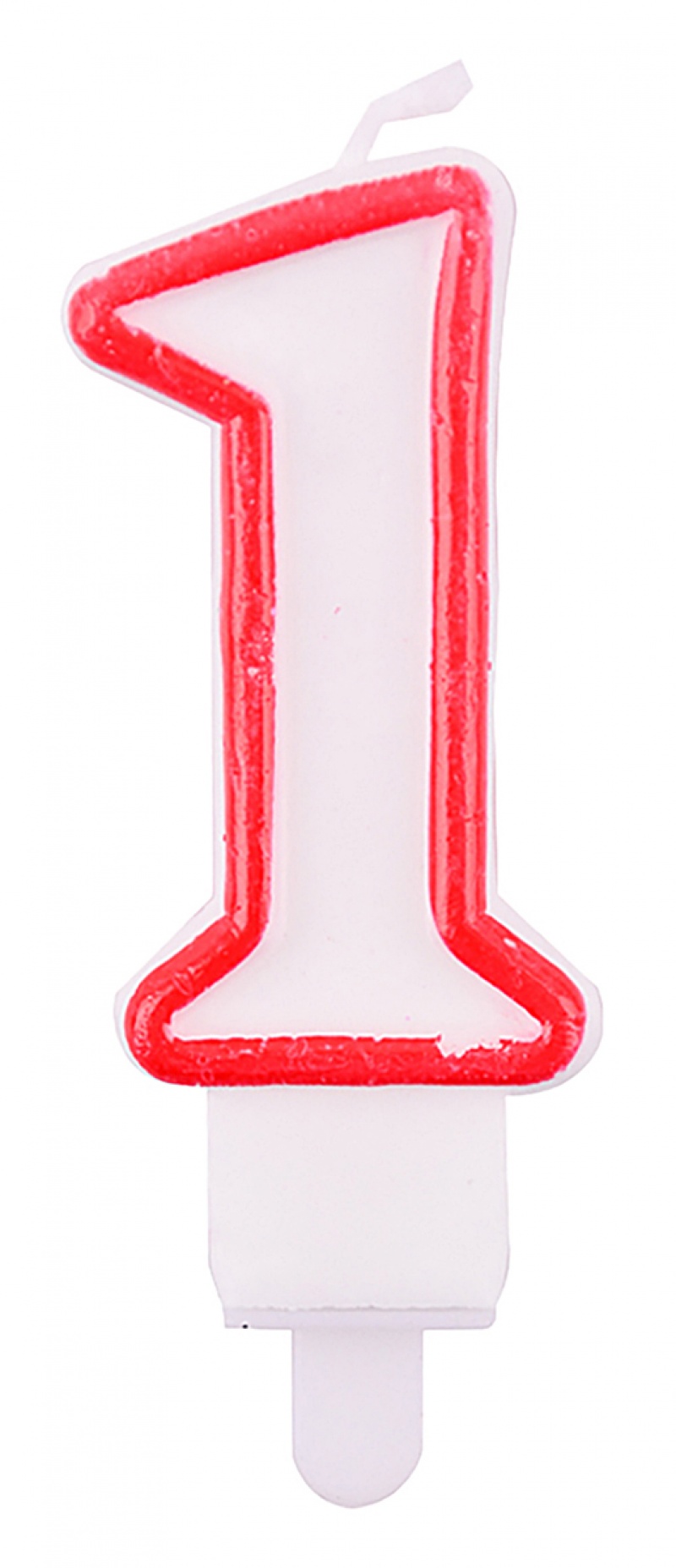 Świeczka PARTY GO, cyfra 1, 9cm, biało-czerwona, Okolicznościowe, Gadżety