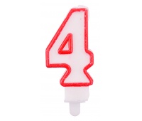 Świeczka PARTY GO, cyfra 4, 9cm, biało-czerwona, Okolicznościowe, Gadżety