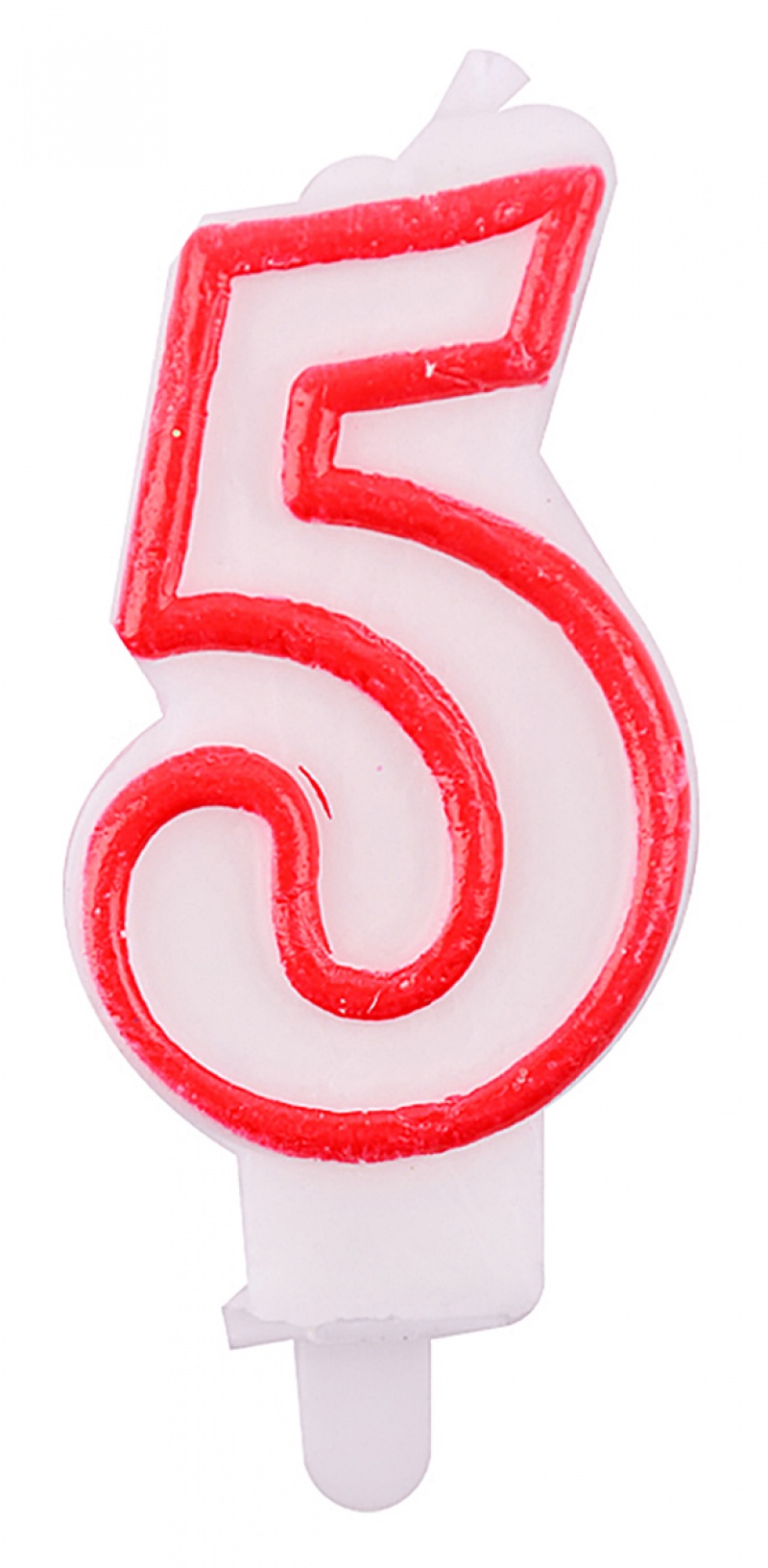 Świeczka PARTY GO, cyfra 5, 9cm, biało-czerwona, Okolicznościowe, Gadżety