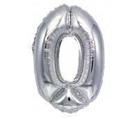 Balon foliowy PARTY GO, cyfra 0, 80cm, srebrny, Okolicznościowe, Gadżety