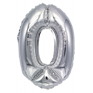 Balon foliowy PARTY GO, cyfra 0, 80cm, srebrny, Okolicznościowe, Gadżety