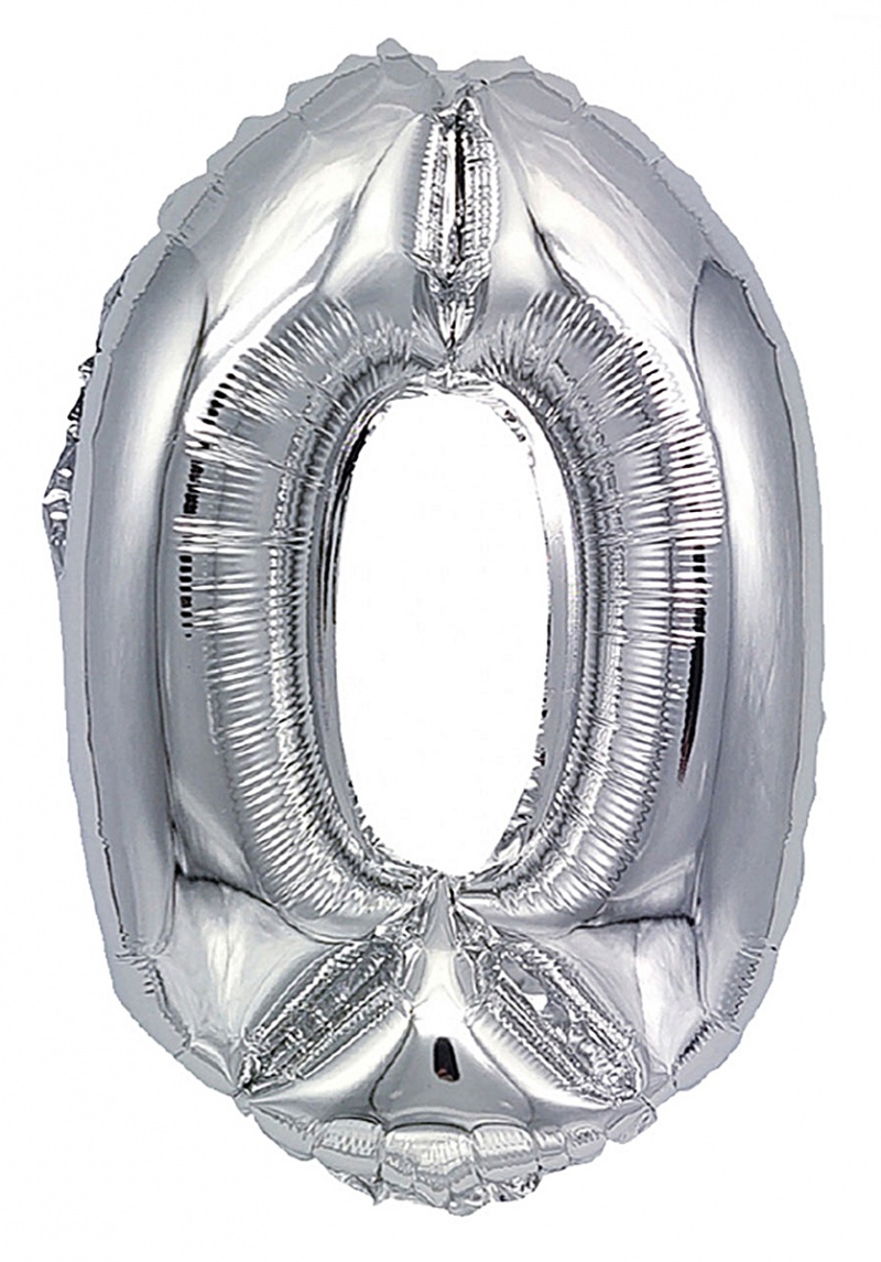 Balon foliowy PARTY GO, cyfra 0, 80cm, srebrny, Okolicznościowe, Gadżety
