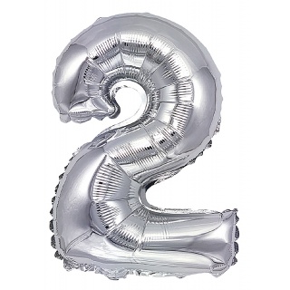 Balon foliowy PARTY GO, cyfra 2, 80cm, srebrny, Okolicznościowe, Gadżety