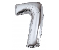Balon foliowy PARTY GO, cyfra 7, 80cm, srebrny, Okolicznościowe, Gadżety