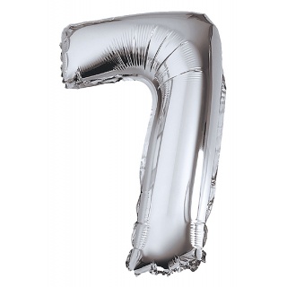 Balon foliowy PARTY GO, cyfra 7, 80cm, srebrny, Okolicznościowe, Gadżety