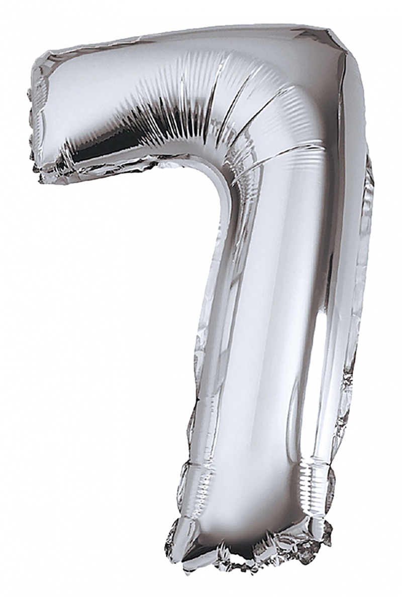 Balon foliowy PARTY GO, cyfra 7, 80cm, srebrny, Okolicznościowe, Gadżety