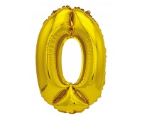 Balon foliowy PARTY GO, cyfra 0, 80cm, złoty, Okolicznościowe, Gadżety