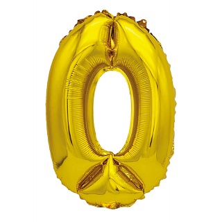 Balon foliowy PARTY GO, cyfra 0, 80cm, złoty, Okolicznościowe, Gadżety