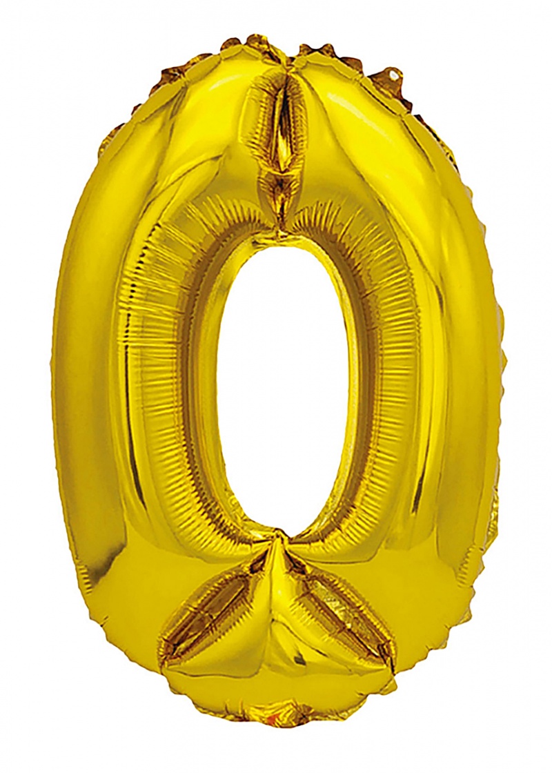 Balon foliowy PARTY GO, cyfra 0, 80cm, złoty, Okolicznościowe, Gadżety