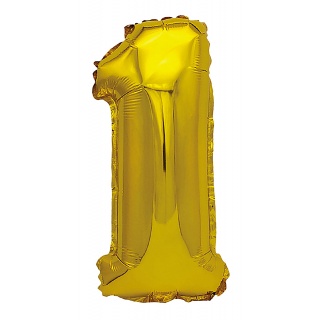 Balon foliowy PARTY GO, cyfra 1, 80cm, złoty, Okolicznościowe, Gadżety