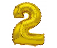Balon foliowy PARTY GO, cyfra 2, 80cm, złoty, Okolicznościowe, Gadżety