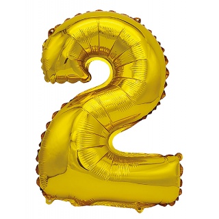 Balon foliowy PARTY GO, cyfra 2, 80cm, złoty, Okolicznościowe, Gadżety