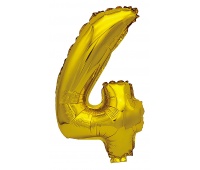 Balon foliowy PARTY GO, cyfra 4, 80cm, złoty, Okolicznościowe, Gadżety