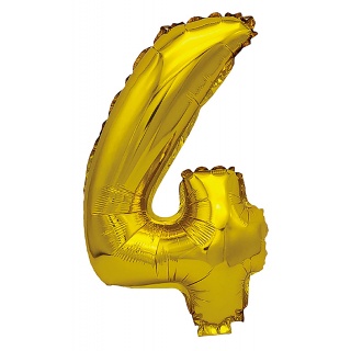 Balon foliowy PARTY GO, cyfra 4, 80cm, złoty, Okolicznościowe, Gadżety