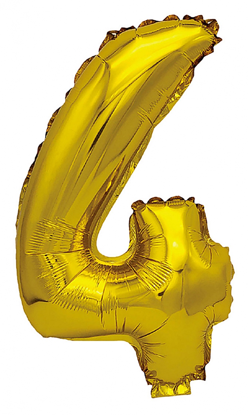 Balon foliowy PARTY GO, cyfra 4, 80cm, złoty, Okolicznościowe, Gadżety