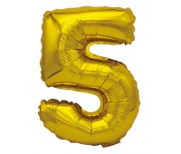 Balon foliowy PARTY GO, cyfra 5, 80cm, złoty, Okolicznościowe, Gadżety