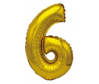 Balon foliowy PARTY GO, cyfra 6, 80cm, złoty, Okolicznościowe, Gadżety