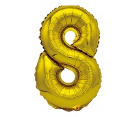 Balon foliowy PARTY GO, cyfra 8, 80cm, złoty, Okolicznościowe, Gadżety