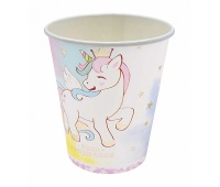Kubek papierowy PARTY GO Unicorn, 7,5/9cm, 6 szt., mix kolor&oacute;w, Okolicznościowe, Gadżety