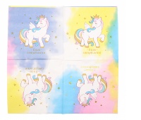 Serwetki papierowe PARTY GO Unicorn, 33x33cm, 10 szt., mix kolor&oacute;w, Okolicznościowe, Gadżety