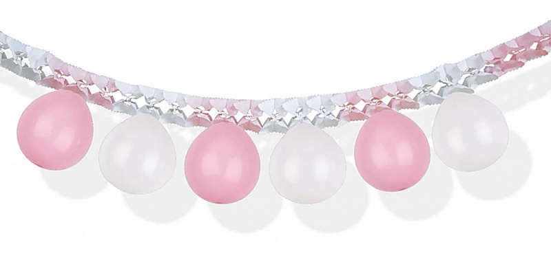 Girlanda balonowa PARTY GO, 3m, r&oacute;żowo-biała, Okolicznościowe, Gadżety