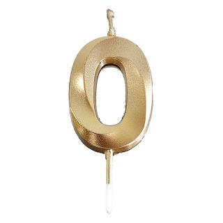 Świeczka PARTY GO, cyfra 0, 4,8cm, złota, Okolicznościowe, Gadżety
