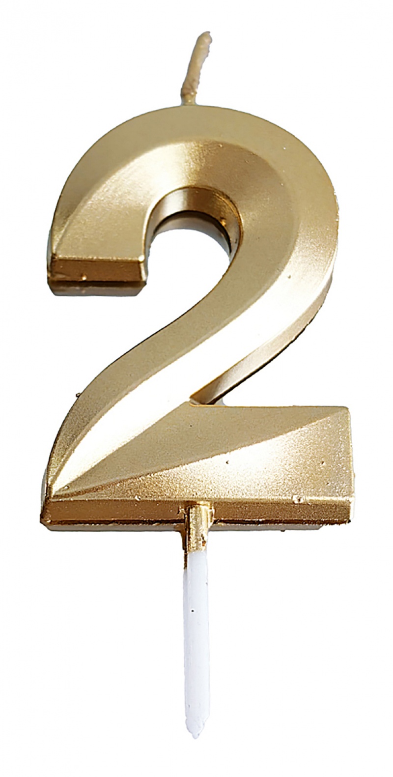 Świeczka PARTY GO, cyfra 2, 4,8cm, złota, Okolicznościowe, Gadżety