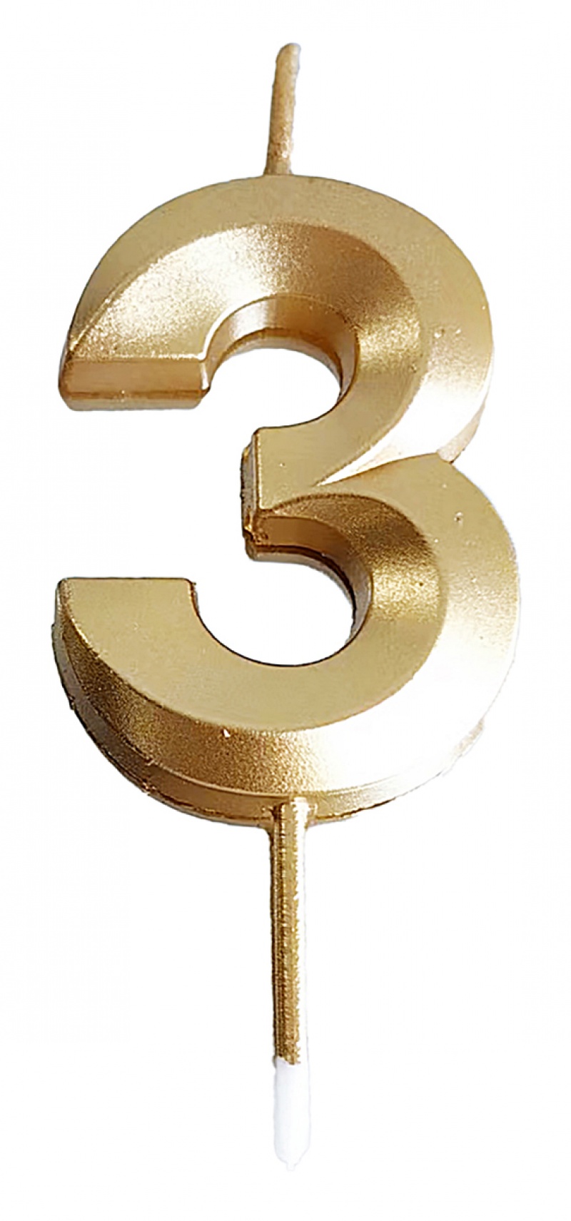 Świeczka PARTY GO, cyfra 3, 4,8cm, złota, Okolicznościowe, Gadżety