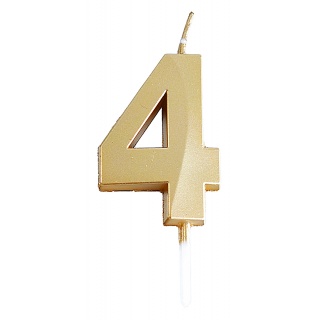 Świeczka PARTY GO, cyfra 4, 4,8cm, złota, Okolicznościowe, Gadżety